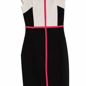 New York & Company Black and White Midi Dress with Pink Trim
